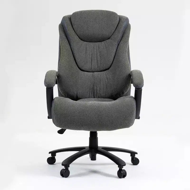 Chaise de bureau Studio Design à dossier haut en tissu de coton avec hauteur réglable, chaise de bureau respirante et douce pour la maison ou le bureau, grise