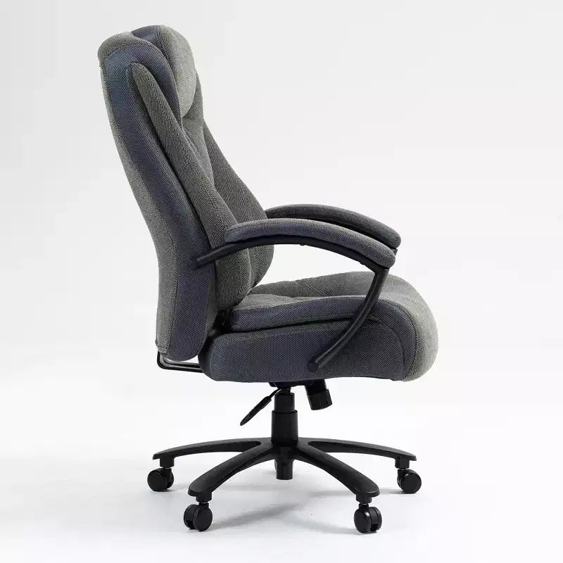 Chaise de bureau Studio Design à dossier haut en tissu de coton avec hauteur réglable, chaise de bureau respirante et douce pour la maison ou le bureau, grise