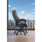 Chaise de bureau Studio Design à dossier haut en tissu de coton avec hauteur réglable, chaise de bureau respirante et douce pour la maison ou le bureau, grise
