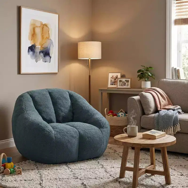 FurnitureR Teddy Upholstered Accent Chair, Modern Lounge Chair with Soft Plush Fabric, Comfy Armchair for Living Room Bedroom Reading Nook