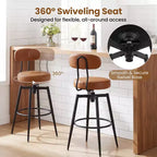 Costway Swivel Barstools Set of 2/4 Faux Leather Bar Height Chairs with Upholstered Seat Back Black/Black + Brown