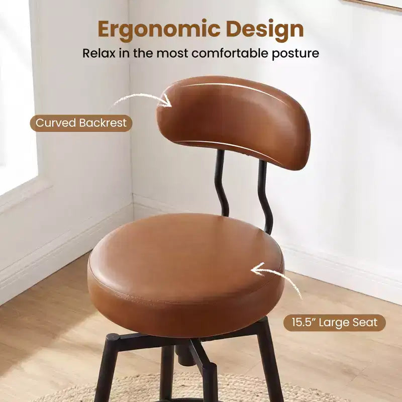 Costway Swivel Barstools Set of 2/4 Faux Leather Bar Height Chairs with Upholstered Seat Back Black/Black + Brown