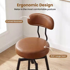 Costway Swivel Barstools Set of 2/4 Faux Leather Bar Height Chairs with Upholstered Seat Back Black/Black + Brown