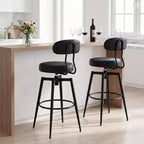 Costway Swivel Barstools Set of 2/4 Faux Leather Bar Height Chairs with Upholstered Seat Back Black/Black + Brown