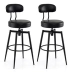 Costway Swivel Barstools Set of 2/4 Faux Leather Bar Height Chairs with Upholstered Seat Back Black/Black + Brown