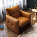 Luck Live 34.64 Fauteuil d'appoint de salon moderne, en similicuir rembourré, avec coussin épais et cadre en bois massif