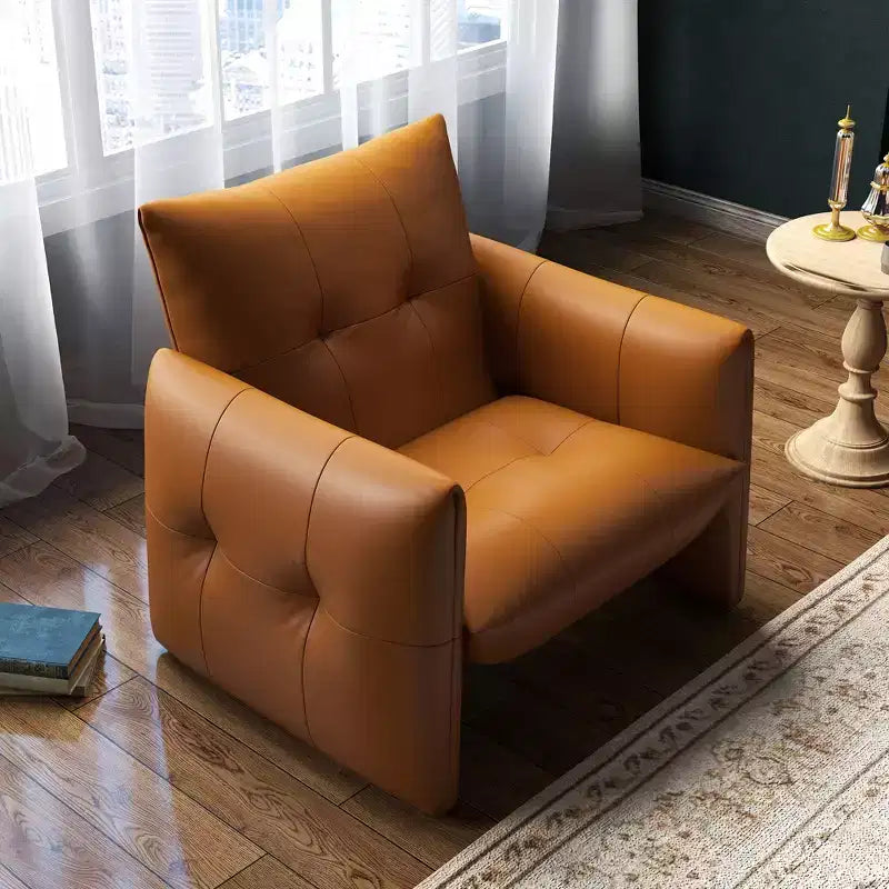 Luck Live 34.64 Fauteuil d'appoint de salon moderne, en similicuir rembourré, avec coussin épais et cadre en bois massif