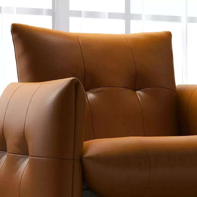 Luck Live 34.64 Fauteuil d'appoint de salon moderne, en similicuir rembourré, avec coussin épais et cadre en bois massif