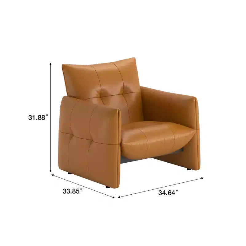 Luck Live 34.64 Fauteuil d'appoint de salon moderne, en similicuir rembourré, avec coussin épais et cadre en bois massif