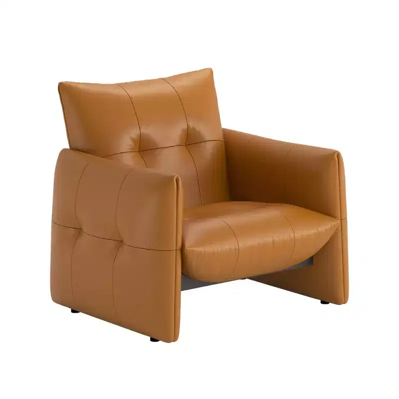 Luck Live 34.64 Fauteuil d'appoint de salon moderne, en similicuir rembourré, avec coussin épais et cadre en bois massif