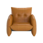 Luck Live 34.64 Fauteuil d'appoint de salon moderne, en similicuir rembourré, avec coussin épais et cadre en bois massif