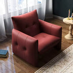 Luck Live 34.64 Fauteuil d'appoint de salon moderne, en similicuir rembourré, avec coussin épais et cadre en bois massif
