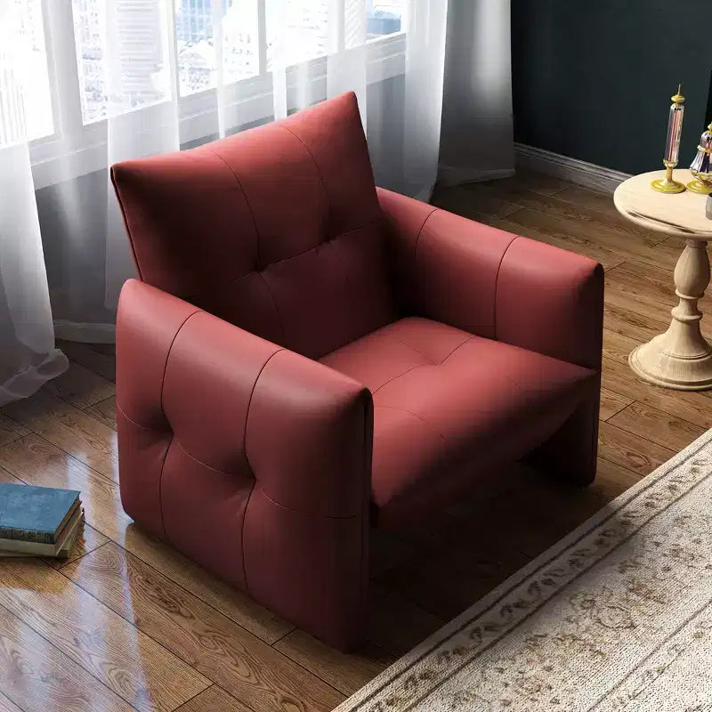 Luck Live 34.64 Fauteuil d'appoint de salon moderne, en similicuir rembourré, avec coussin épais et cadre en bois massif