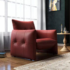 Luck Live 34.64 Fauteuil d'appoint de salon moderne, en similicuir rembourré, avec coussin épais et cadre en bois massif
