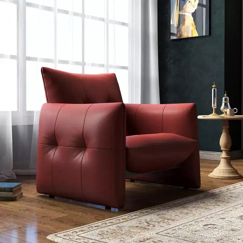 Luck Live 34.64 Fauteuil d'appoint de salon moderne, en similicuir rembourré, avec coussin épais et cadre en bois massif