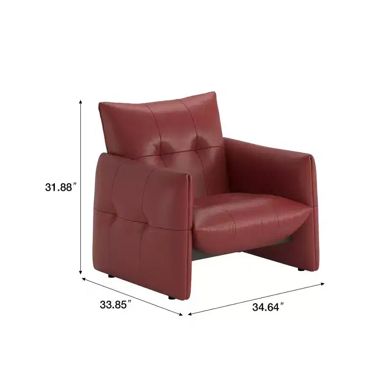 Luck Live 34.64 Fauteuil d'appoint de salon moderne, en similicuir rembourré, avec coussin épais et cadre en bois massif