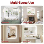 SUMERAIN 40x32 Wall Bathroom Mirror with 3 Color, Fog-Free ETL Smart Vanity Mirror Tempered Glass