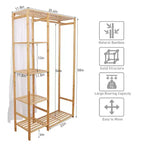 Home Collection Bamboo Garment Rack with Shelves & Curtain