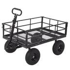 Heavy Duty Steel Garden Cart, Garden Wagon with 13 Inch Tires, 180 Rotating Handle, ATV & Tractor Compatible