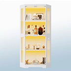 Vitrine d'angle à 4 niveaux avec portes en verre et lumières LED, meuble de rangement moderne pour objets de collection et salon
