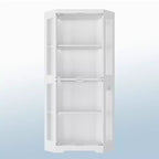 Vitrine d'angle à 4 niveaux avec portes en verre et lumières LED, meuble de rangement moderne pour objets de collection et salon
