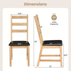 Costway Dining Chairs Set of 2/4 with Hollowed Backrest, Padded Seat, Rubber Wood Legs Natural & Black