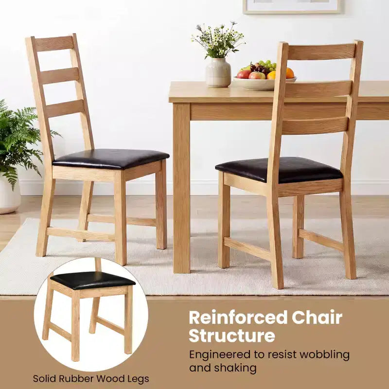 Costway Dining Chairs Set of 2/4 with Hollowed Backrest, Padded Seat, Rubber Wood Legs Natural & Black