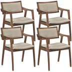 Costway Rubber Wood Dining Chairs Set of 2/4 with Arms,Curved Seat & Back for Room,Dark Beige