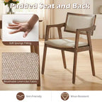 Costway Rubber Wood Dining Chairs Set of 2/4 with Arms,Curved Seat & Back for Room,Dark Beige