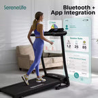 Tapis de course pliable portable SereneLife avec inclinaison réglable et 12 programmes d'entraînement prédéfinis