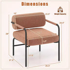 Costway Fauteuil d'appoint moderne en velours 1/2 pièces avec dossier cylindrique et accoudoirs en métal Blanc/Marron