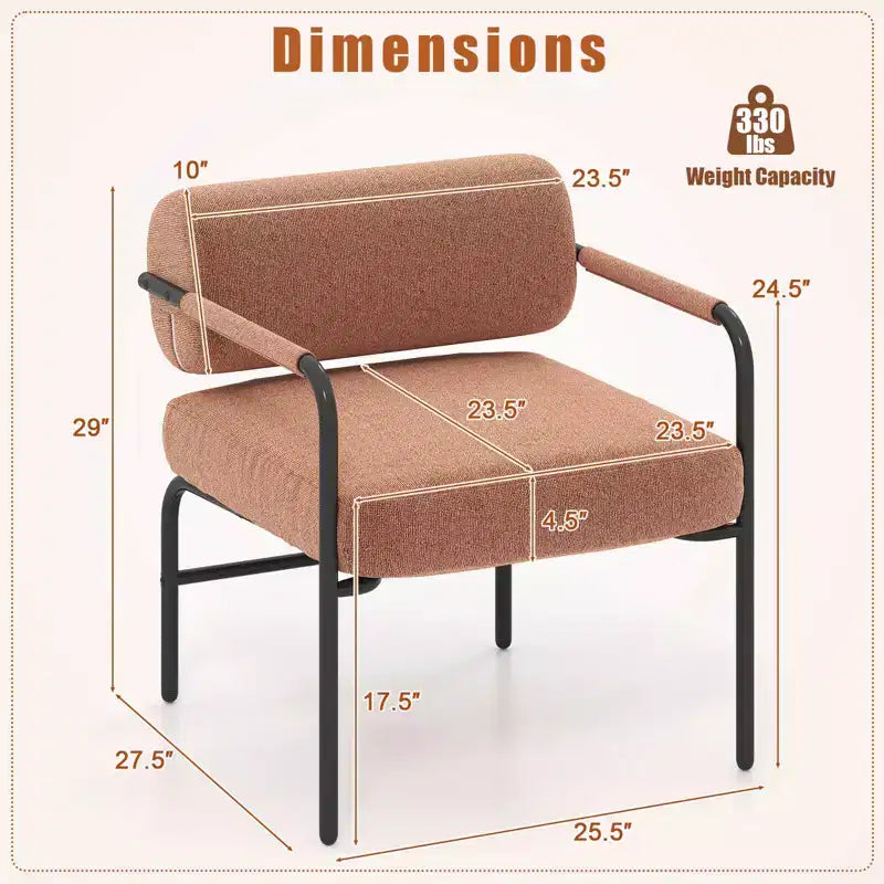 Costway Fauteuil d'appoint moderne en velours 1/2 pièces avec dossier cylindrique et accoudoirs en métal Blanc/Marron