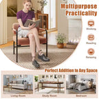 Costway Fauteuil d'appoint moderne en velours 1/2 pièces avec dossier cylindrique et accoudoirs en métal Blanc/Marron
