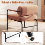 Costway Fauteuil d'appoint moderne en velours 1/2 pièces avec dossier cylindrique et accoudoirs en métal Blanc/Marron