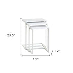 HomeRoots Set of Three 24 White Solid Wood And Steel Nested End Tables