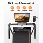 Tapis de marche pliable 4 en 1 avec poignée, tapis roulant sous le bureau avec inclinaison de 14 % pour la maison, moteur sans balais silencieux de 2,5 CV