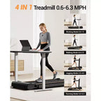 Tapis de marche pliable 4 en 1 avec poignée, tapis roulant sous le bureau avec inclinaison de 14 % pour la maison, moteur sans balais silencieux de 2,5 CV