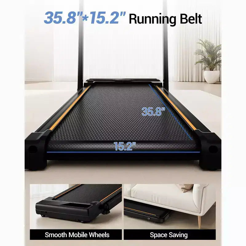 Tapis de marche pliable 4 en 1 avec poignée, tapis roulant sous le bureau avec inclinaison de 14 % pour la maison, moteur sans balais silencieux de 2,5 CV