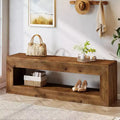 Lantine Solid Wood Entryway Bench, 47 Rustic Farmhouse Indoor Bench Seat with Storage Shelf for Entrance, Hallway, End of Bed