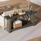 70.9 Inch Console Table with 2-Tier Storage, Narrow Entryway Table, Farmhouse Sofa Table for Hallway Living Room