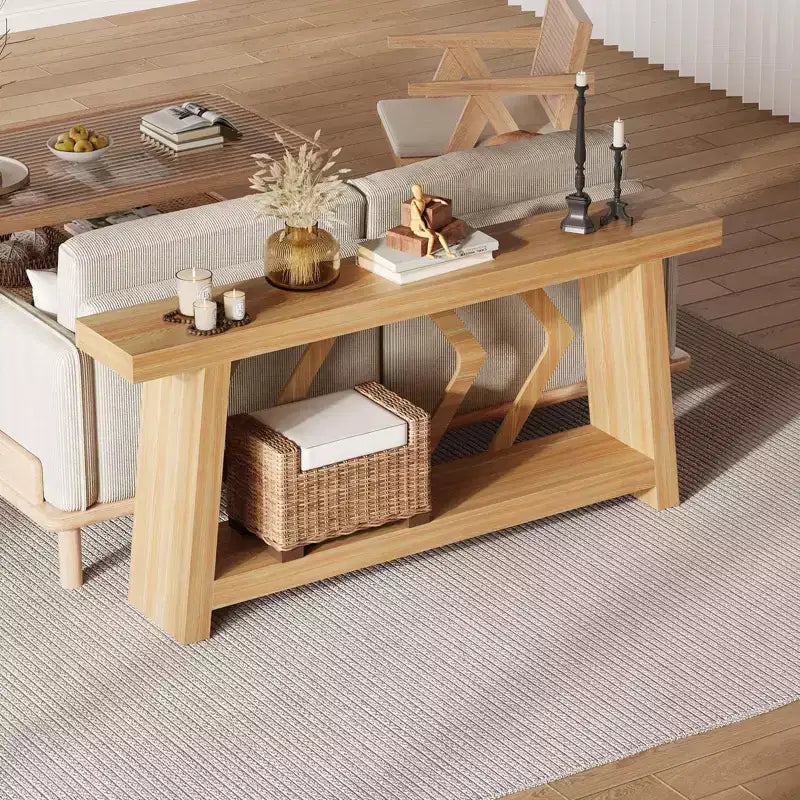 70.9 Inch Console Table with 2-Tier Storage, Narrow Entryway Table, Farmhouse Sofa Table for Hallway Living Room