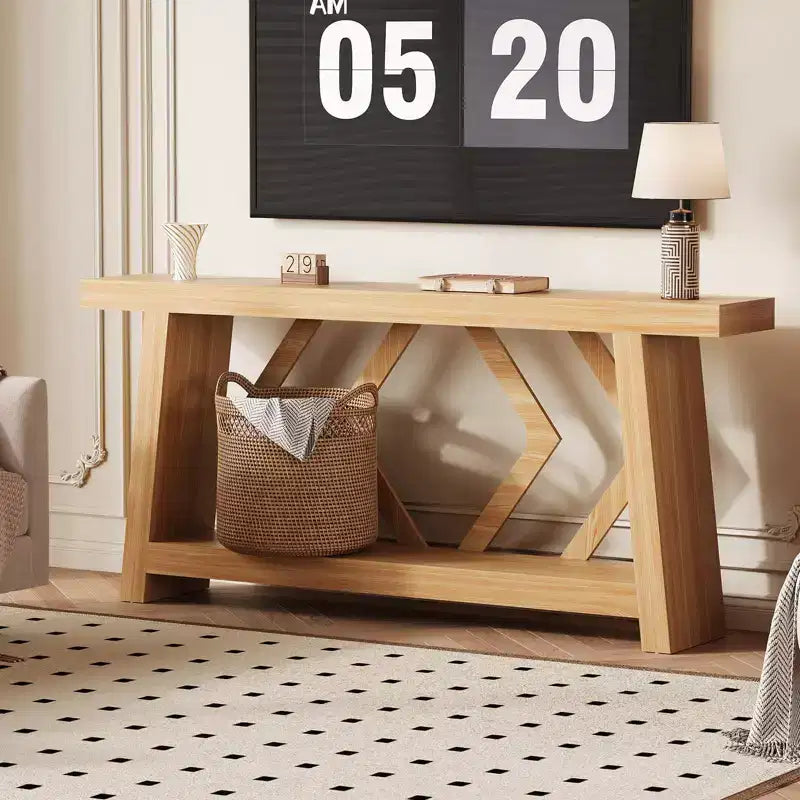 70.9 Inch Console Table with 2-Tier Storage, Narrow Entryway Table, Farmhouse Sofa Table for Hallway Living Room
