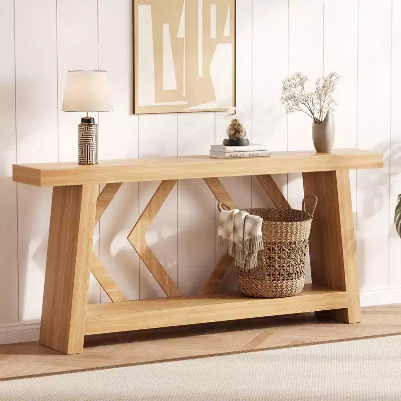 70.9 Inch Console Table with 2-Tier Storage, Narrow Entryway Table, Farmhouse Sofa Table for Hallway Living Room