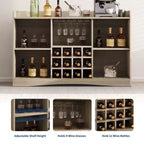 47 Modern Wine Bar Cabinet with 9 Glass Holders, 12 Wine Racks, Fluted Design, 2 Doors, Buffet Sideboard Storage for Dining & Living Room