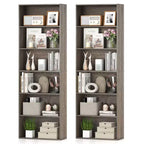 Costway 2PCS 6-Tier Bookshelf w/Open Shelves Anti-Tipping Kits for Living Room Bedroom