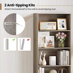 Costway 2PCS 6-Tier Bookshelf w/Open Shelves Anti-Tipping Kits for Living Room Bedroom