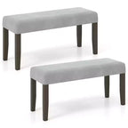 Costway Set Of 2 Upholstered Bedroom Bench w/Padded Seat & Solid Wood Legs for Dining Room