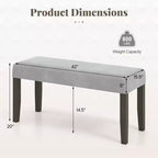 Lot de 2 bancs de chambre Costway rembourrés avec assise capitonnée et pieds en bois massif pour salle à manger