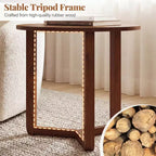 Costway Lot de 2 tables basses gigognes rondes avec plateau épais et pieds en bois d'hévéa massif Naturel/Noyer