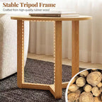 Costway Lot de 2 tables basses gigognes rondes avec plateau épais et pieds en bois d'hévéa massif Naturel/Noyer
